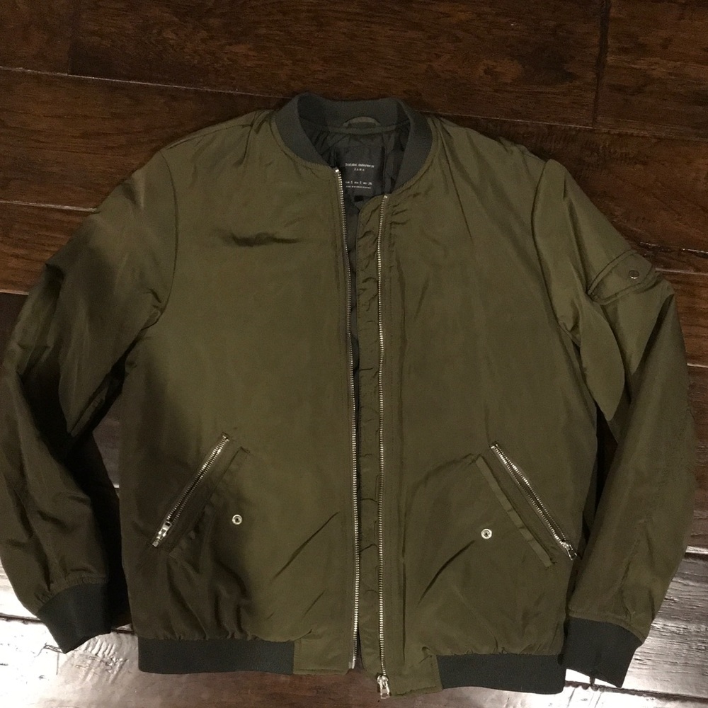 Zara Army Green Bomber Jacket